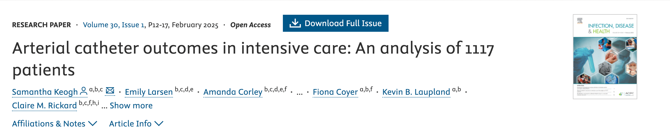 Arterial Catheter Outcomes in Intensive Care Arterial Catheter Outcomes in Intensive Care